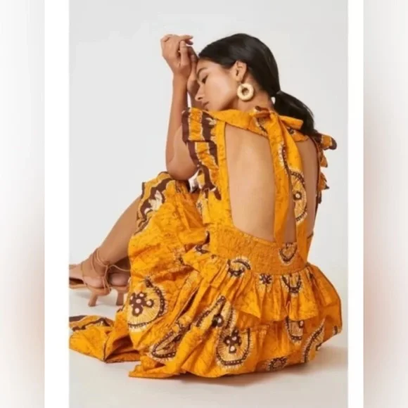 NWT Love the Label Anthropologie Adrienne Ruffled Boho Maxi Dress size large - Picture 2 of 16